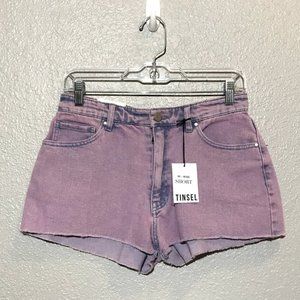 Tinsel High Rise Washed Purple Denim Shorts